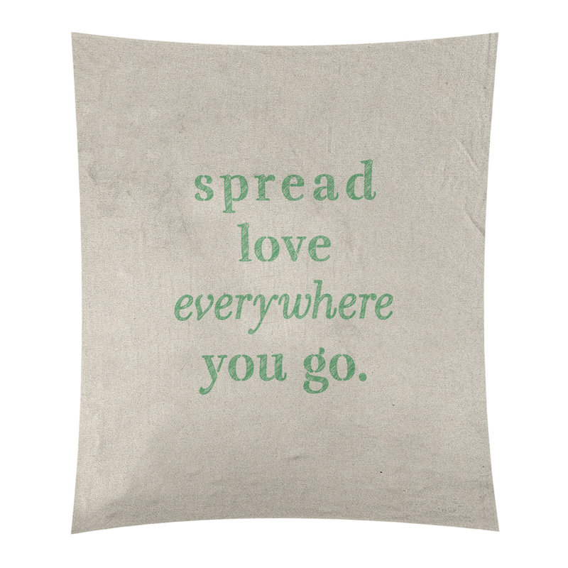Tapisserie de polyester à l’quoted love quot, H 80 po x l 68 po, Blanc / Vert