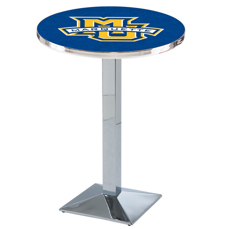 Round Metal Base Dining Table, Chrome, Marquette University