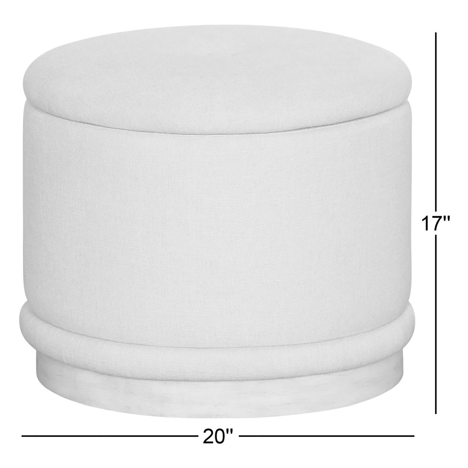 Nellya 20" Linen Upholstered Ottoman, Gray Polyester/Linen