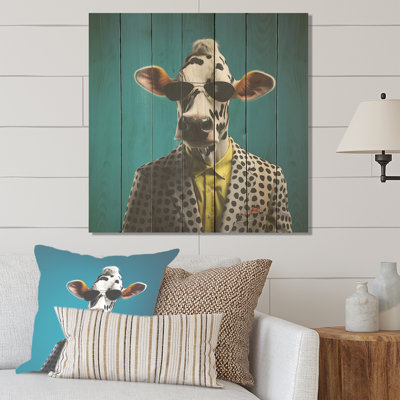 Lunettes de soleil mode vache - animal de vache sur bois