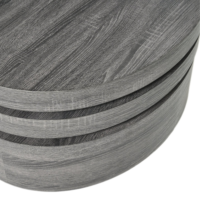 Black Oval Rotatable Coffee Desk With Rotating Function And Minimal Assembly Modern Surfaces