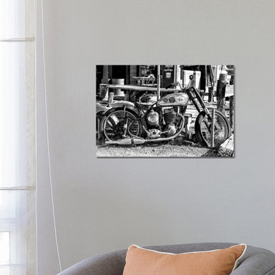 Black Arizona Series - Motorcycle Route US 66 1 Piece Wrapped Canvas Wall Art
