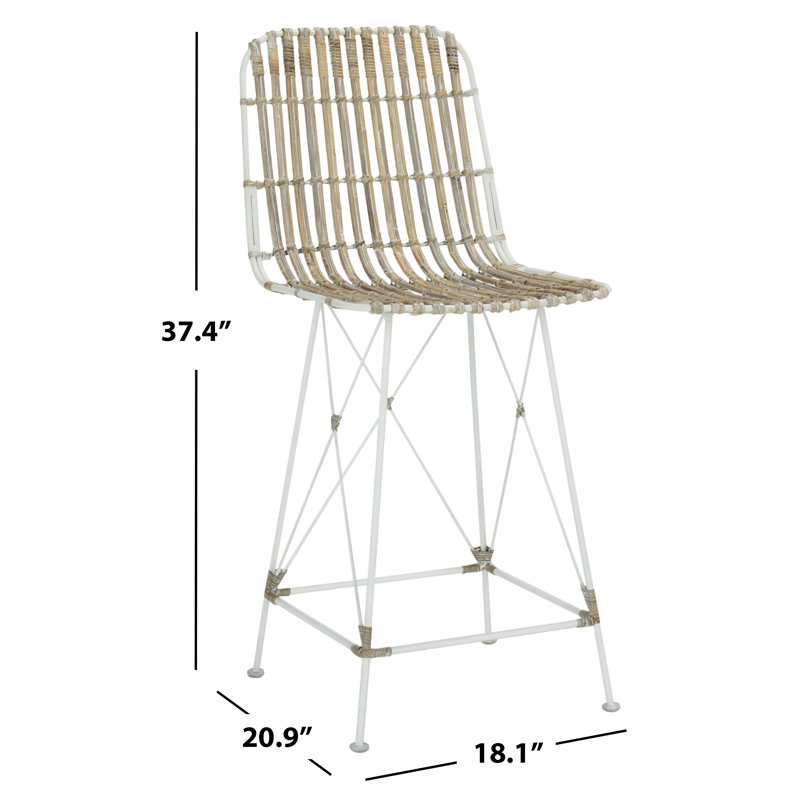 Tabouret de bar et de comptoir Lisdale, Blanc délavé, Tabouret de comptoir (siège d’une hauteur de 23