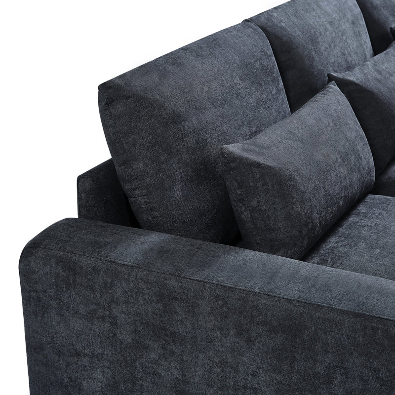 Canapé modulaire en L avec méridienne réversible - Chenille gris foncé Endurance, H 31,62 po x l 132,48 po x P 73,05 po