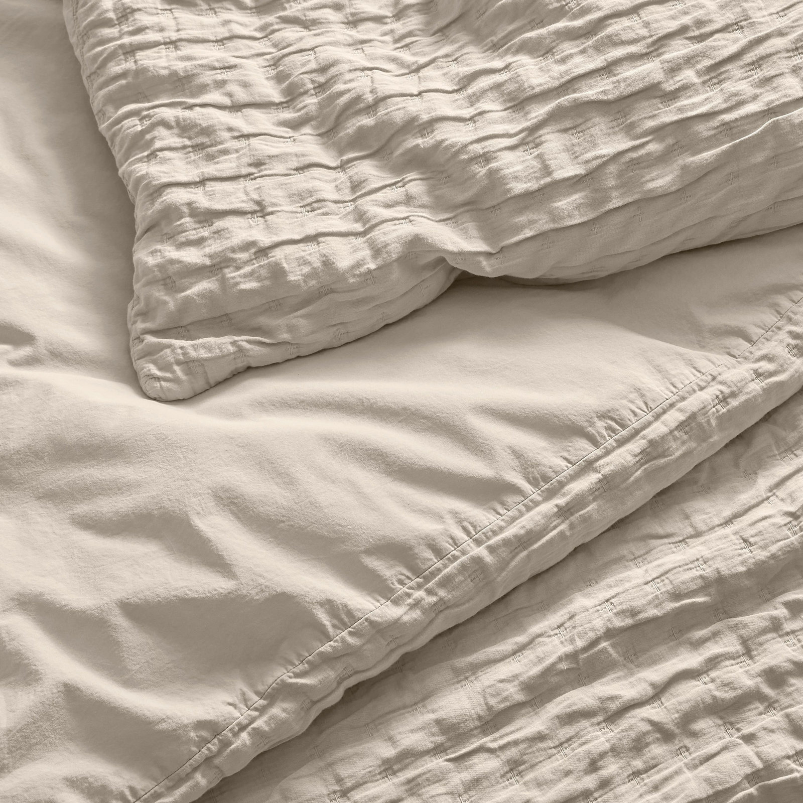 Popple Cotton Duvet Cover Set, Putty, King Duvet Cover + 2 King Shams