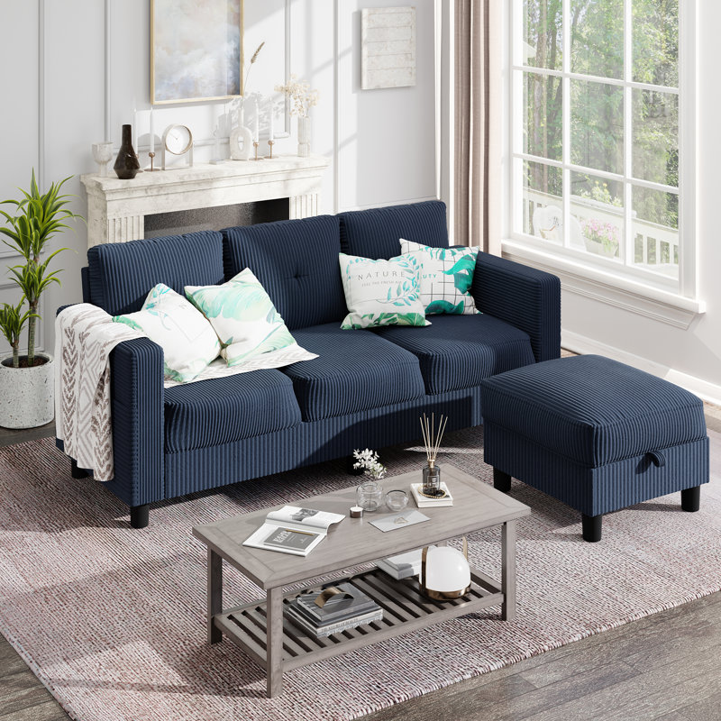  76.5" Upholstered Sofa Couch, Blue