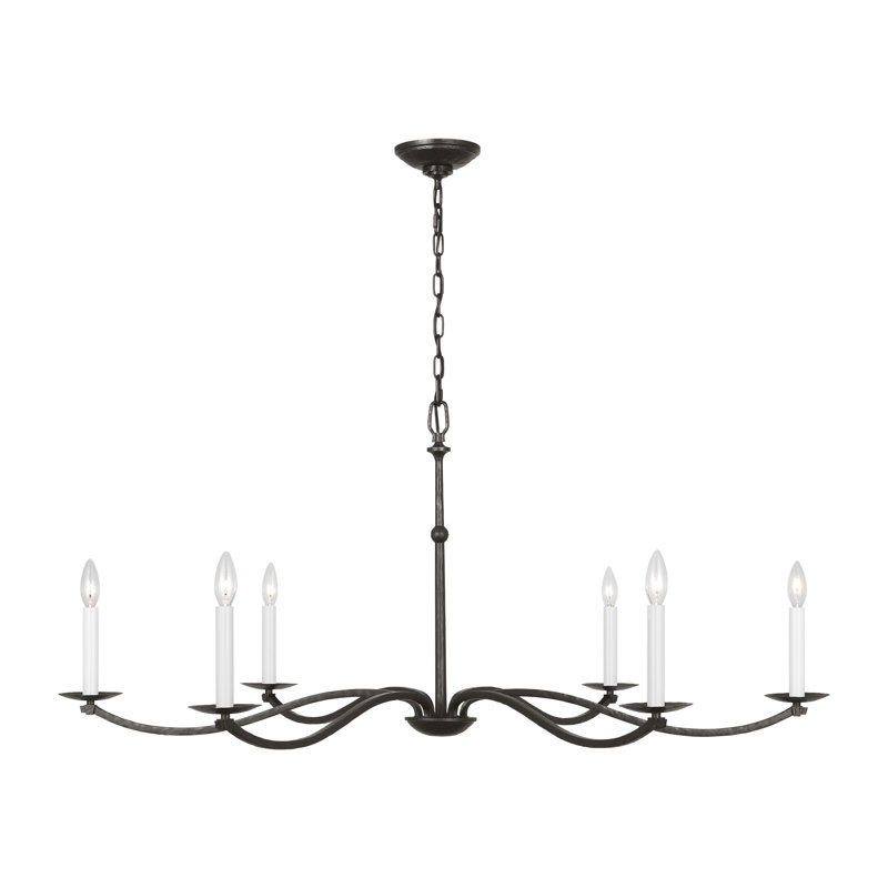 Chapman & Myers Ifiye Dining Room Chandelier In Aged Iron Finish, 6 Lights, 21.25" H x 48" W x 48" D