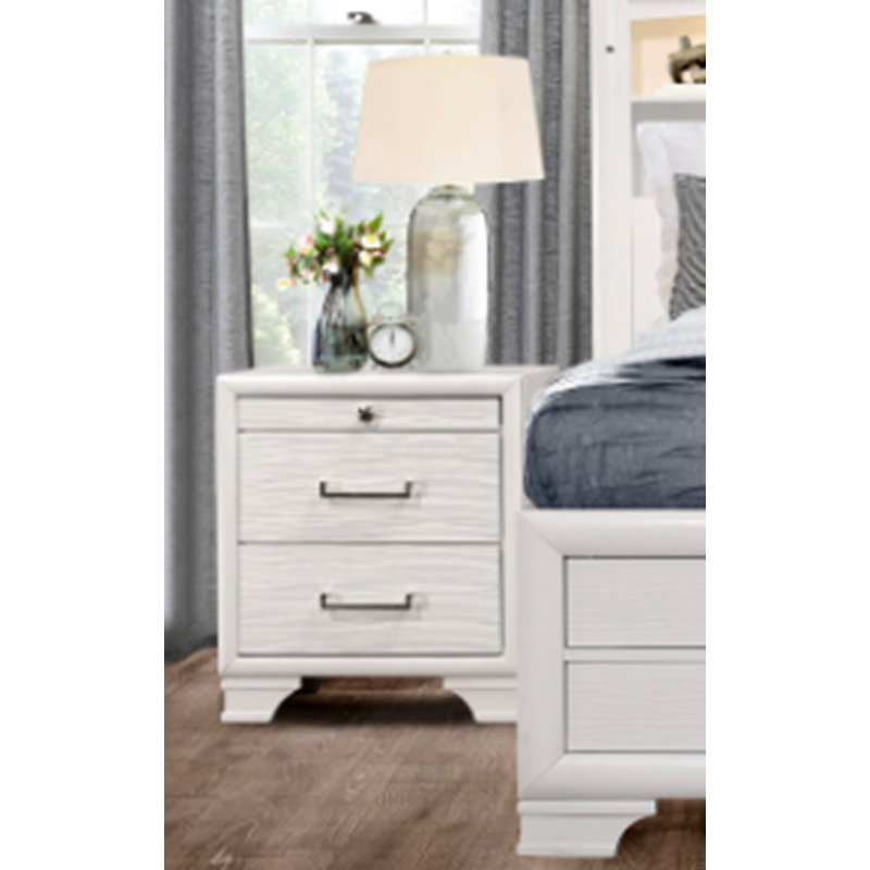 Table de chevet avec rangement, Blanc