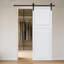 Moderne 2 panneaux 28 po X 80 po Porte de grange coulissante en panneau de fibres à densité moyenne noyer blanc avec ensemble de quincaillerie-130917444-130917461