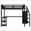 Lit mezzanine double en métal avec garde-robe et lumière DEL