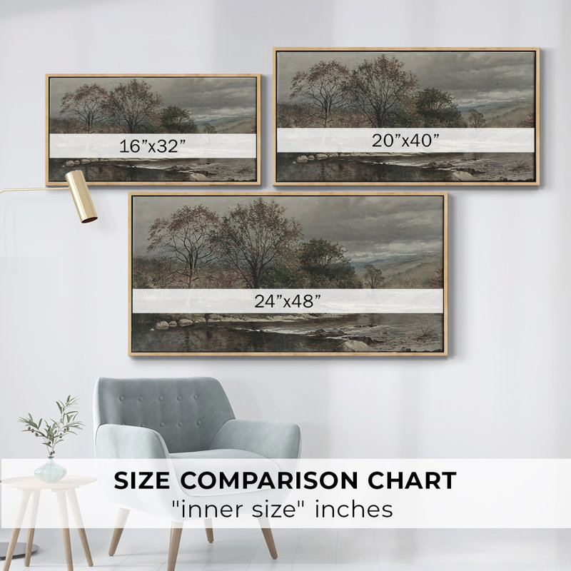 «Landscape Series» -CCCLLXXI - Toile tendue avec châssis encadré - Prêt à être accroché, Naturel, H 21 po x l 41 po