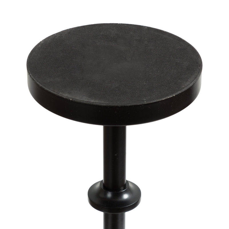 Modern Adjustable-Height Metal and Wood Pedestal Table, Black