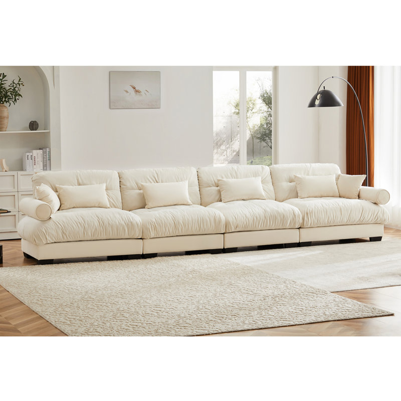Canapé modulaire surdimensionné en velours super confortable avec repose-pieds mobile