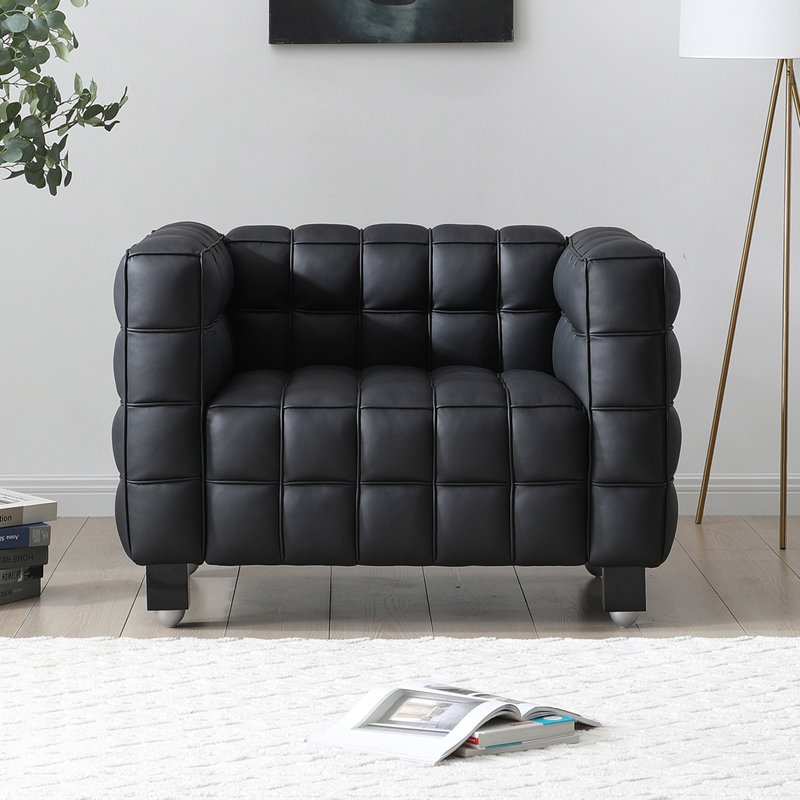 Fauteuil luxueux en cuir Vegan Latitude Run®, Cuir noir