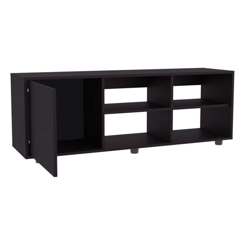 Meuble télé avec grandes tablettes ouvertes pour le salon, Noir
