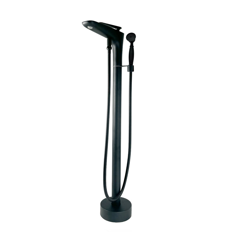 Freestanding Floor Mount Tub Filler Faucet with Hand Shower Pluto - Matte Black, Matte Black, Float