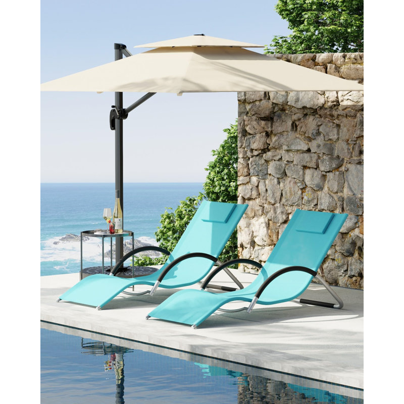 Patio Chaise Lounge Set of 2 - Outdoor Pool Lounge Chair Beach Sunbathing Lawn Lounger Recliner Chair, Backrest Tanning Chairs with Arm for All Weather, Poolside, Deck, Balcony, Backyard