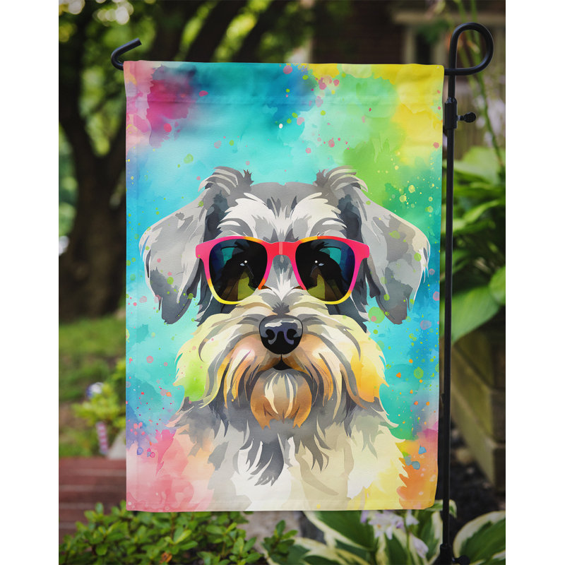 Hippie Dawg Garden Flag, Teal Schnauzer
