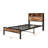 Twin Bed Frame With Charging Station And 4 Storage Shelves In Headboard, Industrial Retro Metal Bed, Bedroom Use, Easy Assembly Black Brown Platform Shelves, Noiseless For