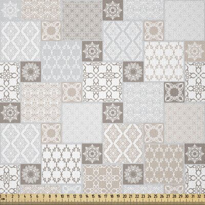 Ambesonne East Fabric By The Yard, Oriental Checkered Pattern Grid Style Patchwork Design Mosaic Ornamental Design,Square -  East Urban Home, E69860EB8B944944A2ADFF051BCA4375