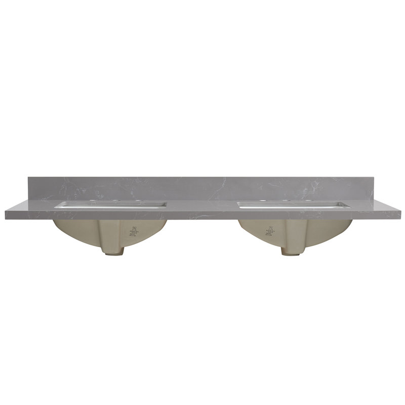 Jaen 61'' Reticulated Gray Composite Stone Double Vanity Top