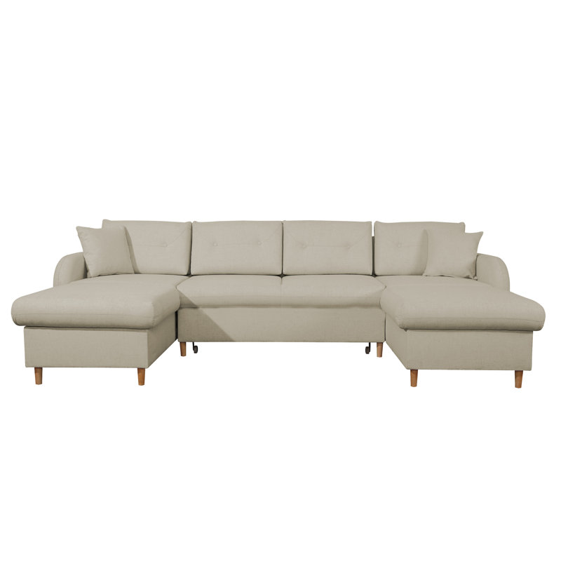 Symmetrical Sleeper Large Corner Sofa, Beige