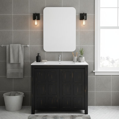 Organisateur de meuble-lavabo sur pied 36 po avec lavabo en céramique
