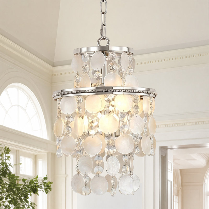 Luminaire suspendu en nickel poli naturel Capiz, 11 pouces