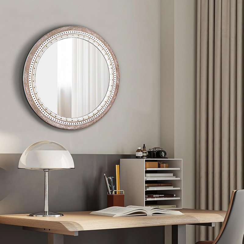 Miroir rond en bois
