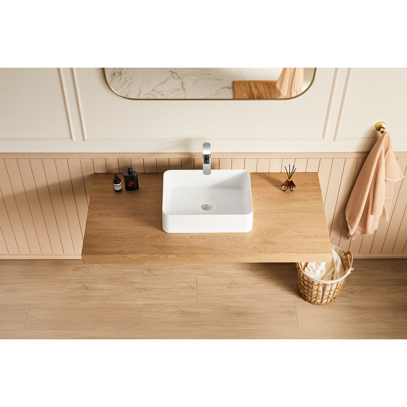 Lavabo vasque de salle de bain à surface solide 20 "x 14" en blanc mat