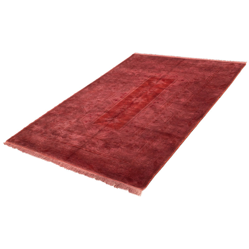 Tapis bourgogne en laine noué à la main de conception unique 6 pi 6 po x 9 pi 6 po