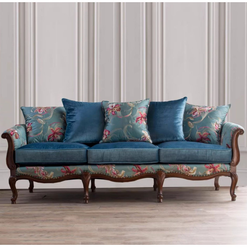 Creative Blue Solid Wood Casual Sofa
