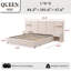 Lit plateforme haut tapissier avec tables de chevet, tiroirs et tablettes flottantes, grand, velours beige-1201298467-1201298461