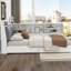 Lit plateforme en bois avec tête de lit, tablettes et 2 tiroirs, blanc