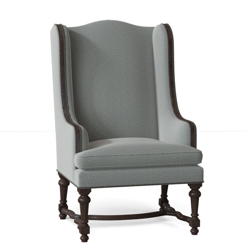 Normandie Upholstered Wingback Chair, Black Nickel Small, Maya Cyan