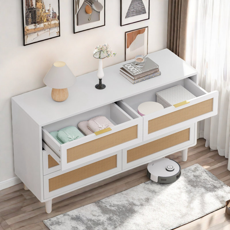 Commode 6 tiroirs Abagayle, Blanc
