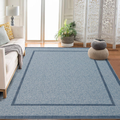Ultra Thin Area Rug – Weather Resistant, Non Slip, Mark Resistant, Quick Dry, Easy to Clean Floor Mat for Dining Room or Bedroom, Blue, 8x10ft (244x305cm), US Specs