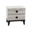 Table de chevet 2 tiroirs crème avec pieds noirs et plateau rectangulaire en finition pour la commodité de la chambre à coucher