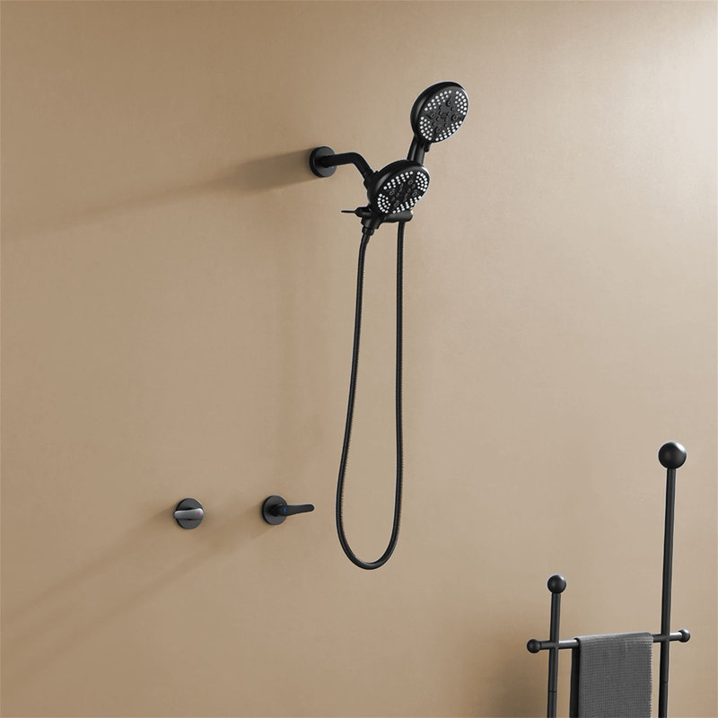 Volume Control Complete Shower System with Rough in-Valve, Matte Black