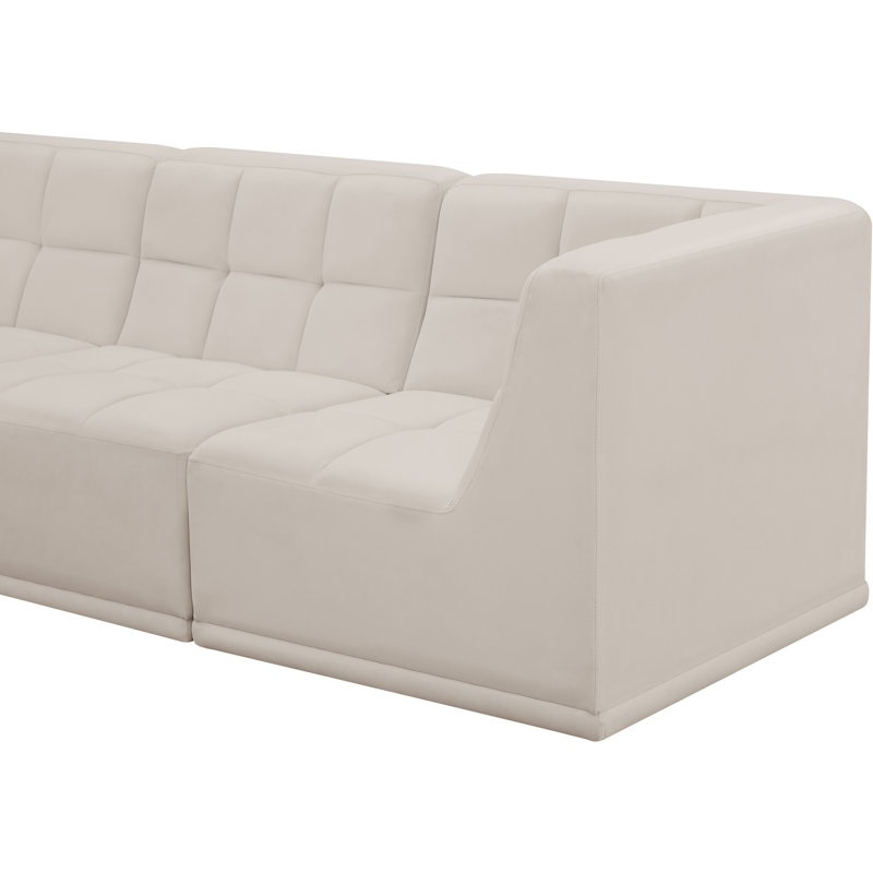 Canapé modulaire réversible en velours Hétal, Velours crème