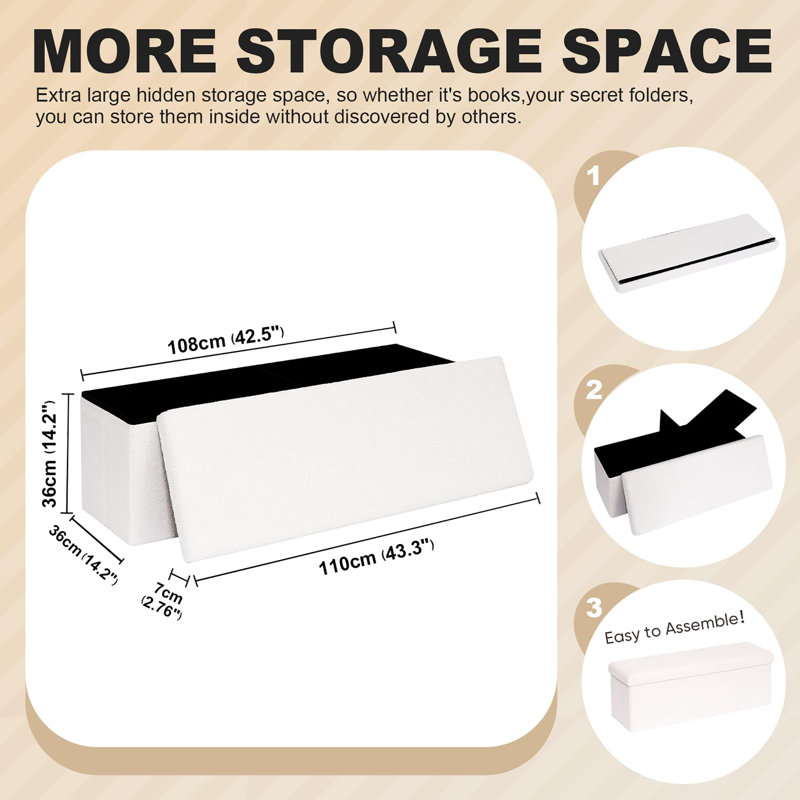 Storage Ottoman Bench, White