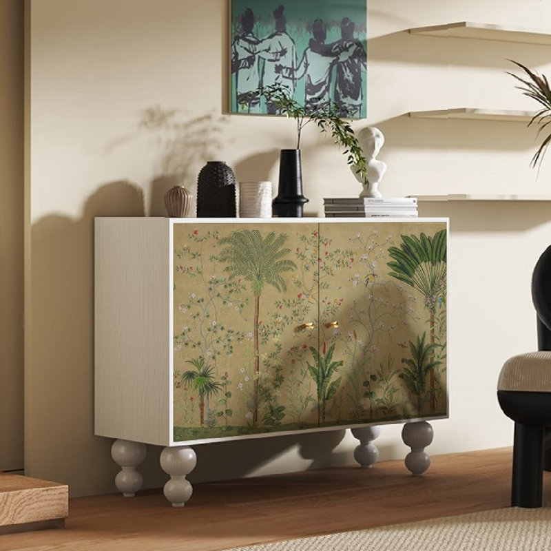 Armoire décorative à double porte et console de rangement, Blanc