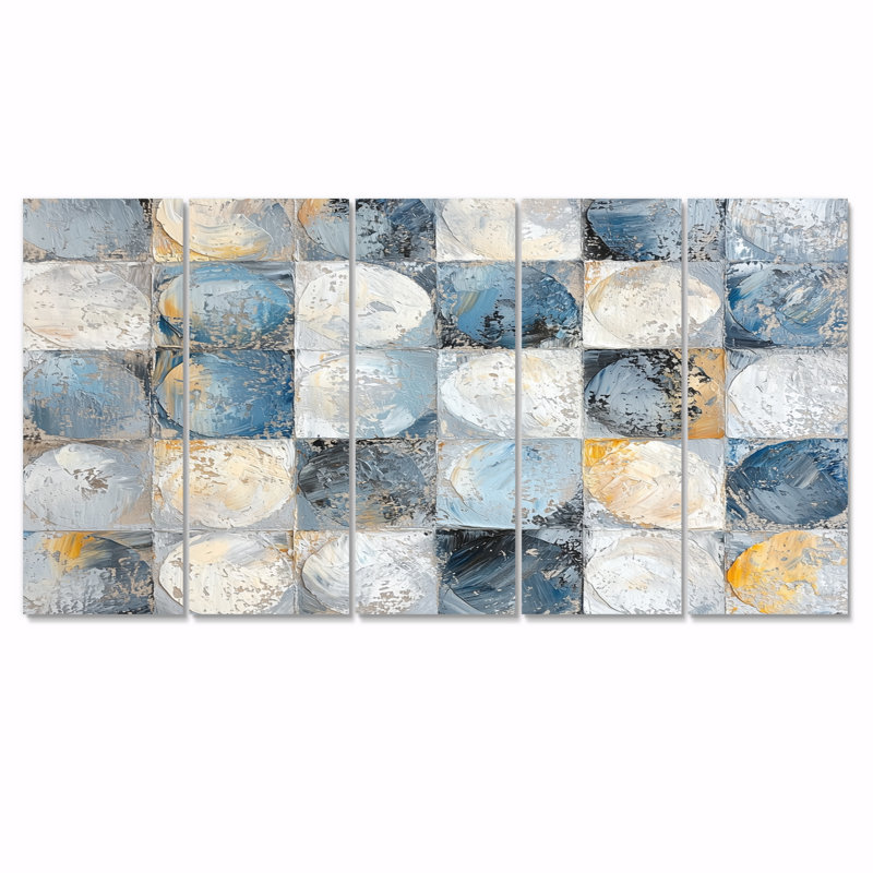Ohli - Boho Tiles Wall Art - Décoration murale traditionnelle, H 32 po x l 80 po, 5