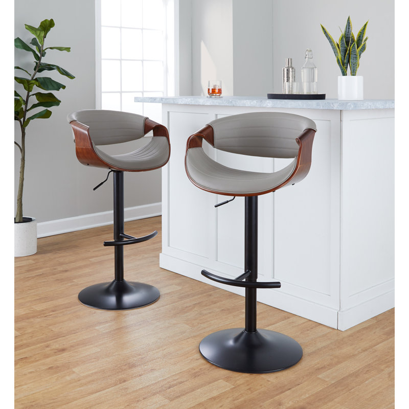 Tabouret de bar Arabelle, Noir, Gris / bois de noyer