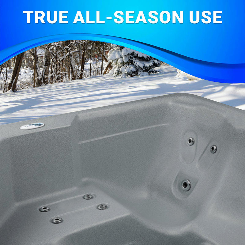 Gray Granite 6-Person Square Lounger Hot Tub with 24 Jets