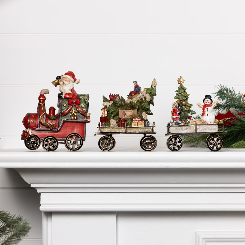 Ensemble de train de Noël multicolore en résine 14,5 po