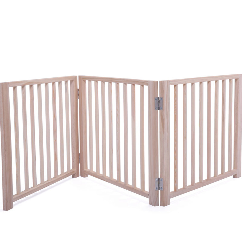 Clôture intérieure pour animaux de compagnie 17,5 pouces, faite de bois de pin, pliable pour plus de commodité 17,5 pouces à l'intérieur, pin, concept