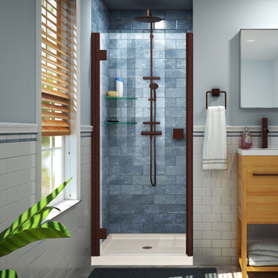 Lumen 36" W x 36" D x 74.75" H Semi-Frameless Square Shower Enclosure with Base Included