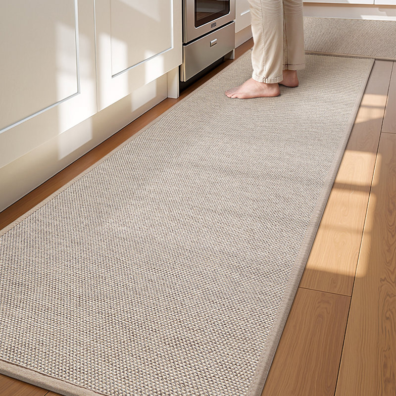 Kitchen Rugs Non Slip Washable, Khaki, Runner 43.5cm W x 120cm L