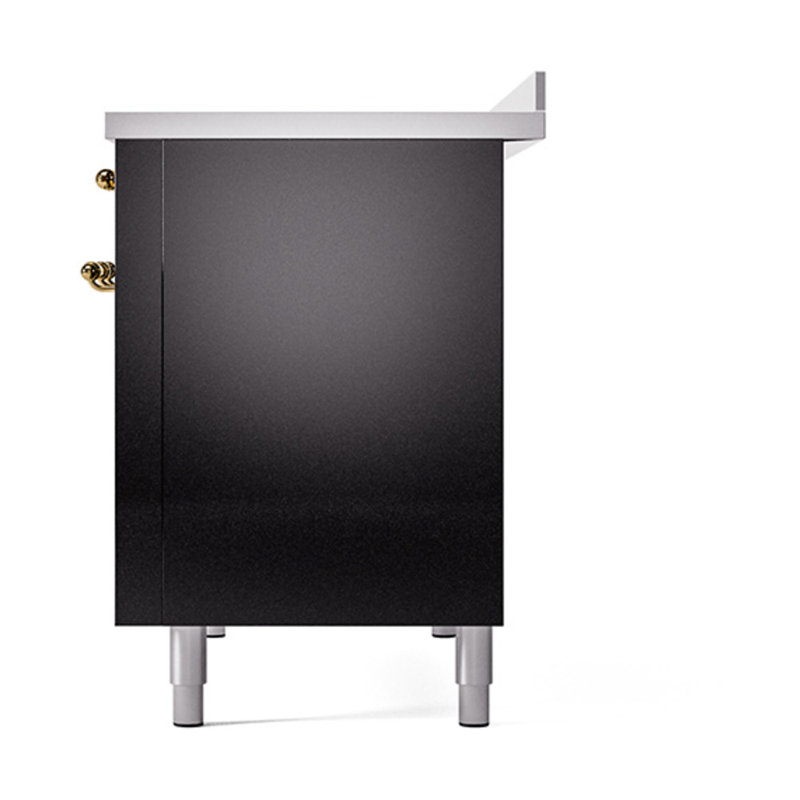 ILVE Nostalgie II Noblesse 48 in Induction Range, Glossy Black/Brass